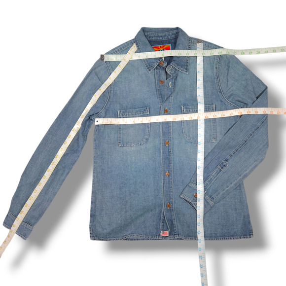 NWT Daily Blue Adriano Goldschmied Birdie Denim Jean Shirt Sz. S Pond Blue - Picture 8 of 9